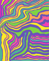 Psychedelic colorful  waves pattern. Fantastic art with decorative texture.