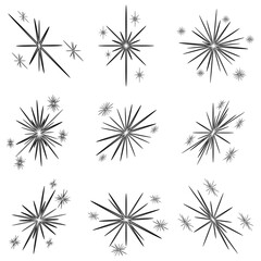 Set of bright stars for Christmas, New Year. Vector illustration.