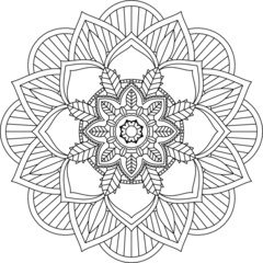 Easy Mandala coloring book simple and basic for beginners, seniors and children. Set of Mehndi flower pattern for Henna drawing and tattoo. Decoration in ethnic oriental, Indian style.