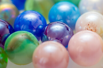 Close up of glass marbles