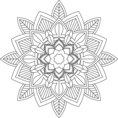 Easy Mandala coloring book simple and basic for beginners, seniors and children. Set of Mehndi flower pattern for Henna drawing and tattoo. Decoration in ethnic oriental, Indian style.