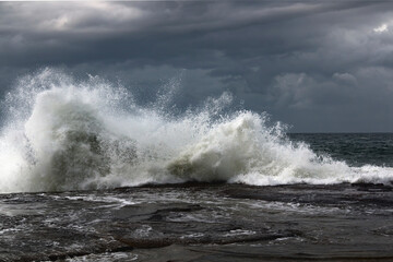 Waves Crashing Into the rocks at Winney Bay on the NSW Central Coast