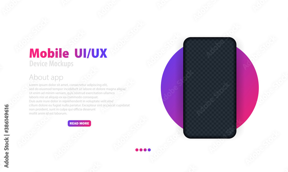 Poster smartphone with blank transparent screen. phone mockup. frame less smartphone. frameless realistic c