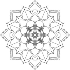 Easy Mandala coloring book simple and basic for beginners, seniors and children. Set of Mehndi flower pattern for Henna drawing and tattoo. Decoration in ethnic oriental, Indian style.