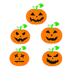 
Set of orange pumpkins for Halloween.
The main symbol of the holiday Happy Halloween. Vector illustration.