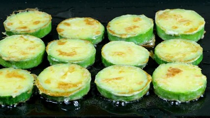 Korean food : Hobakjeon(Pan-fried battered zuccinni). Korean ritual food usually eaten on holidays.