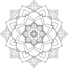 Easy Mandala coloring book simple and basic for beginners, seniors and children. Set of Mehndi flower pattern for Henna drawing and tattoo. Decoration in ethnic oriental, Indian style.