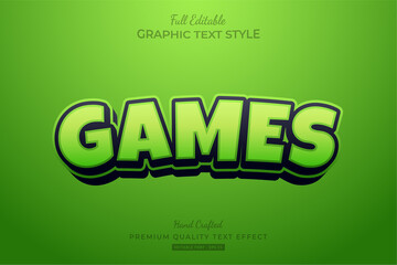 Games Green Cartoon Editable Premium Text Style Effect