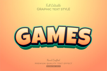 Games orange Cartoon Editable Premium Text Style Effect