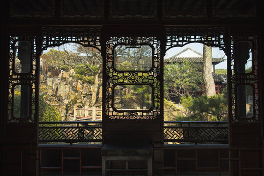 Classical garden of image in Suzhou,Jiangsu,China.It is meaningful or emotional by the designed architecture.	