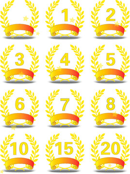 Vector number laurel wreath set - Laurel wreath collection logo - Vektor nummer Lorbeerkranz gesetzt