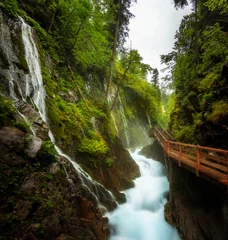 Foto op Canvas The Wimmbach gorge in Bavaria Germany. cliff canion with river and many waterfalls in the forest © Jan