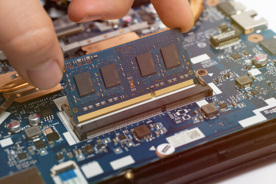 laptop ram memory replacement. improving computer performance. mainboard repair