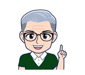 White-haired man in green short sleeves