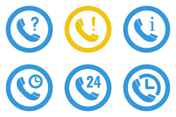 call center or help desk phone vector icons set