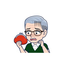 White-haired man in green short sleeves