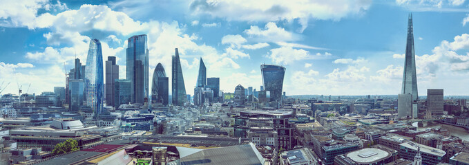  City of London view at sunny day. Banking and business area. UK