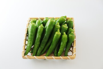 かごに盛られた万願寺唐辛子