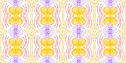 Watercolor Handdrawn Japanese Textile Pattern. 