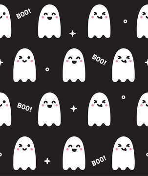 Cute ghost seamless pattern halloween concept