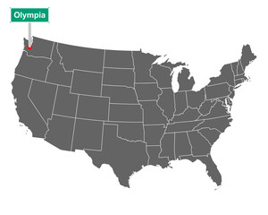Olympia Ortsschild und Karte der USA