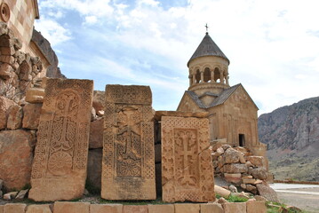 
yerevan armenia rocks temples attractions rocks stones plains grass trees summer nature excursion suburb travel