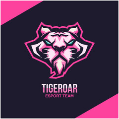 Tiger head logo for sport or esport team. Design element for company logo, label, emblem, apparel or other merchandise. Scalable and editable Vector illustration