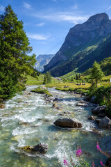Doron river in Vanoise national Park valley, French alps