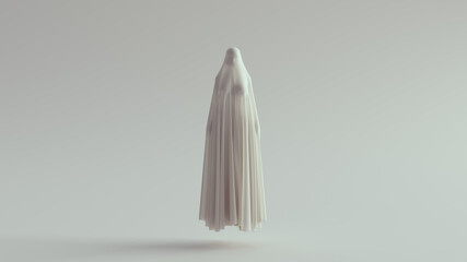 White Ghost Spirit Floating Long Death Shroud 3d illustration