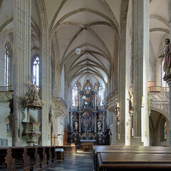 Fototapeta na wymiar Interior of St. James Church (Kostel svateho Jakuba) in Kutna Hora, Czech Republic