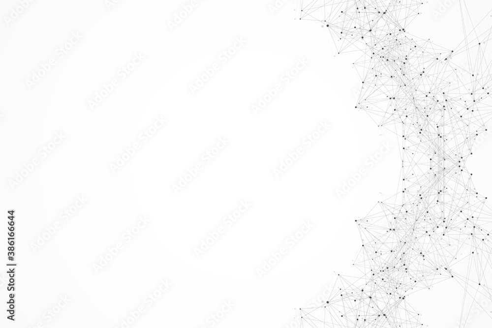 Aufkleber Geometric connected background lines and dots. Simple technology abstract graphic background design, illustration.