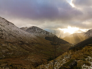 Sun breaking over the mountains