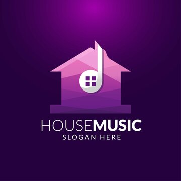 House Music Logo Template In White Space