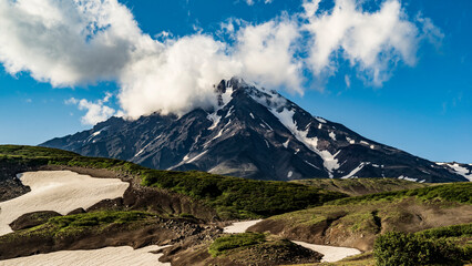 Kamchatka. Koryaksky volcano in Russian Far East. Summer