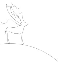 Deer animal line drawing vector illustration