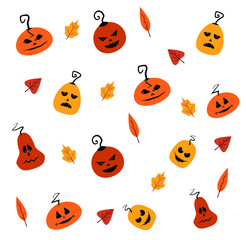 Halloween pumpkins vector background