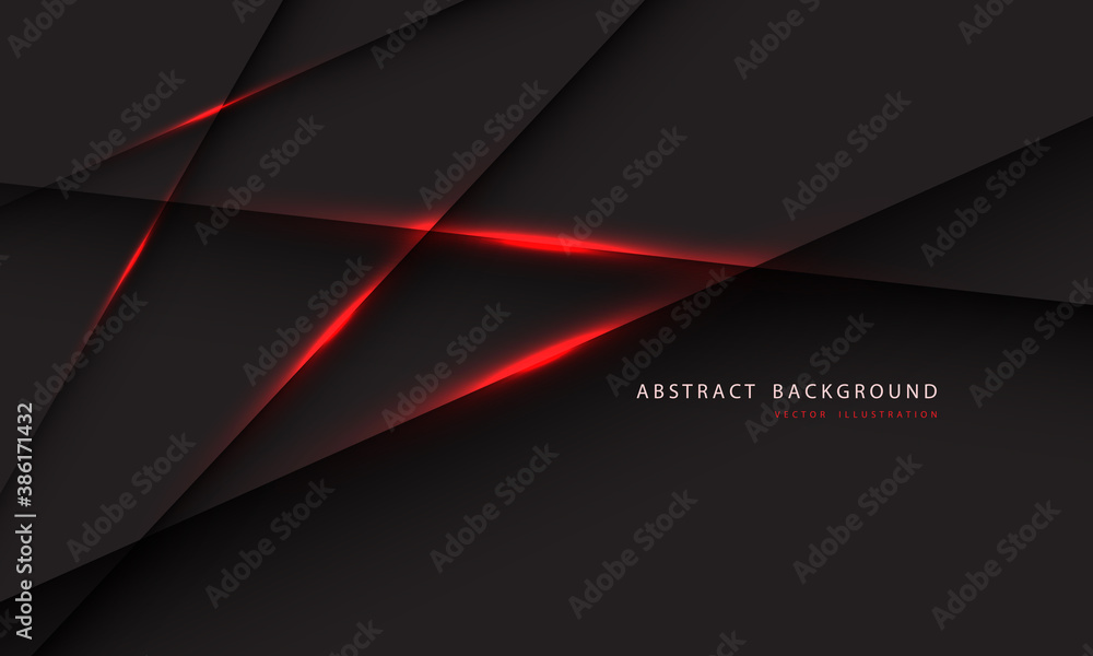 Poster abstract red light line on dark grey polygon geometric with simple text on blank space design modern