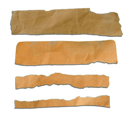 Collection of Recycled paper,crumpled paper,unfolded piece paper on white background