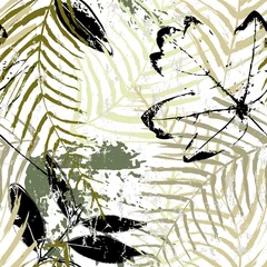 Fototapeten abstract seamless background pattern, with brush leaves, paint strokes and splashes © Kirsten Hinte