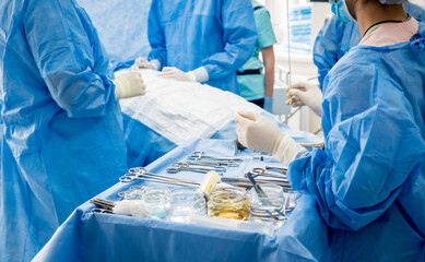 Surgery to remove the breast and replace it with an implant.