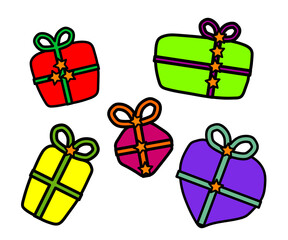 Collection of gifts on a white background. Symbol. Vector illustration.