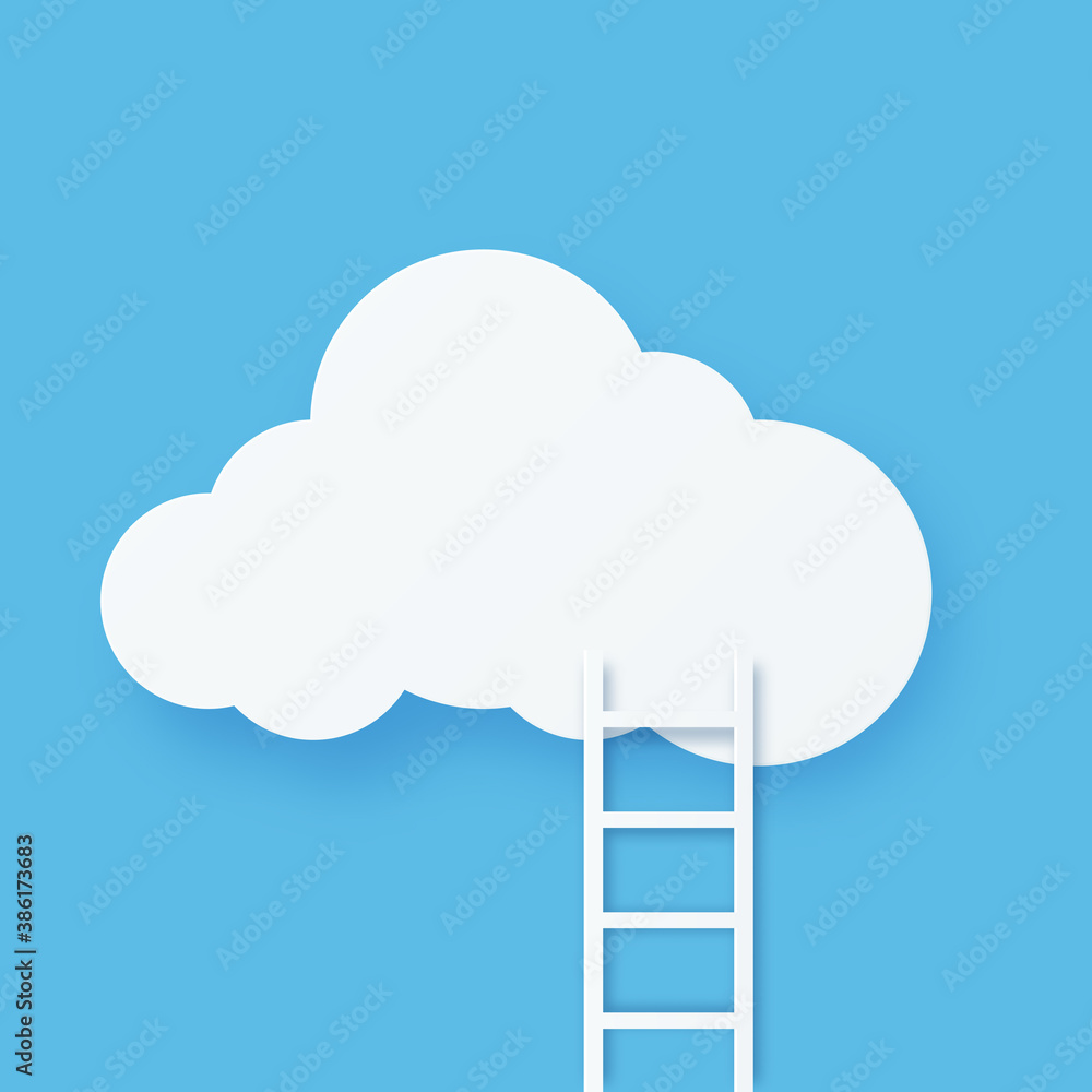 Poster Digital cloud computing technology with staircase