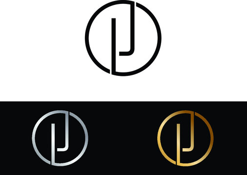 IJ Circular Letter Logo with Circle Design and Black red gold color