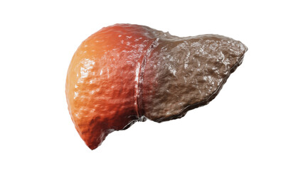 Cirrhosis of the liver concept. Liver isolated on white background. clipping part. 3d render.