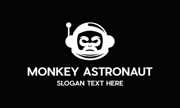 Space monkey logo concept. mascot logo design Premium Vector, Monkey Astronaut. Gorilla in a spacesuit
