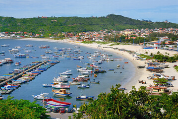 Fishing boats in Angels's beach in Arraial do Cabo, most of those boats are used in tourist travels for the beaches in the region. February, 2016.