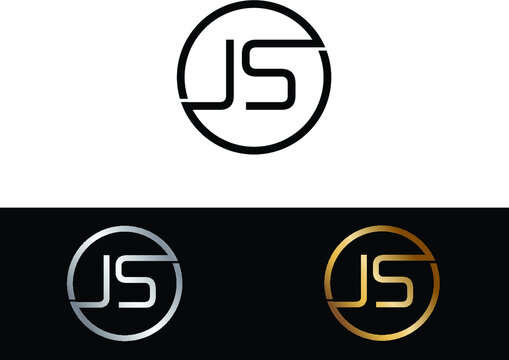 JS Circular Letter Logo with Circle Design and Black red gold color
