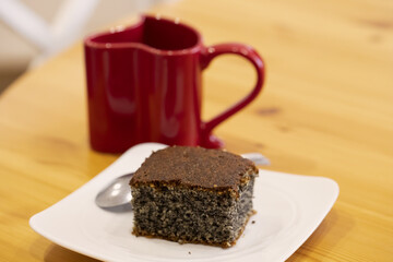 chocolate cake with coffee