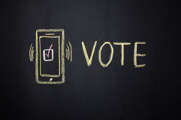 Obraz premium Digital Online Vote. Voting using mobile phone. My Voice Matters.