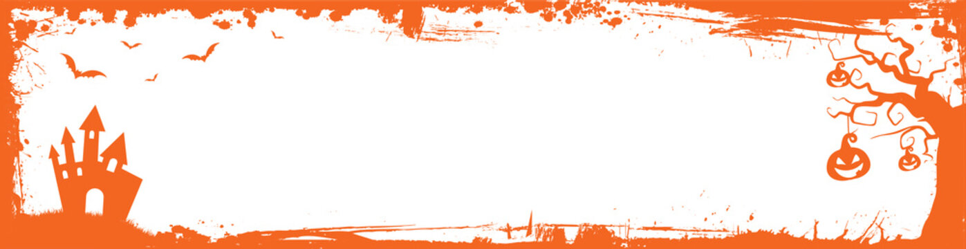 vector Halloween web banner billboard size orange grungy border template background